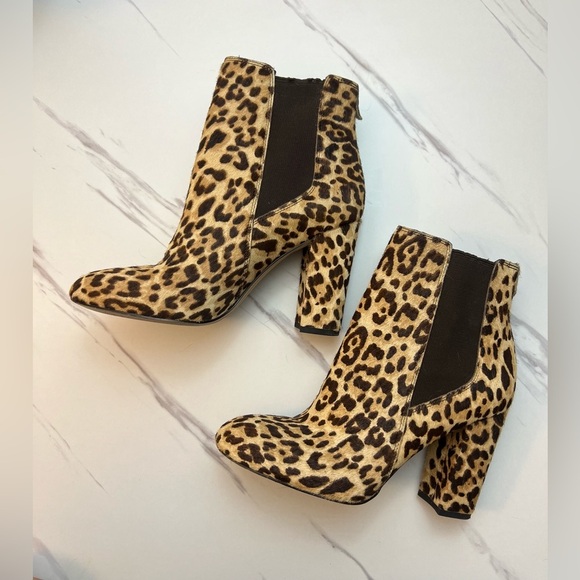 Sam Edelman Cheetah Print Booties Size 7 – Block Heel Ankle Boots - Picture 2 of 9